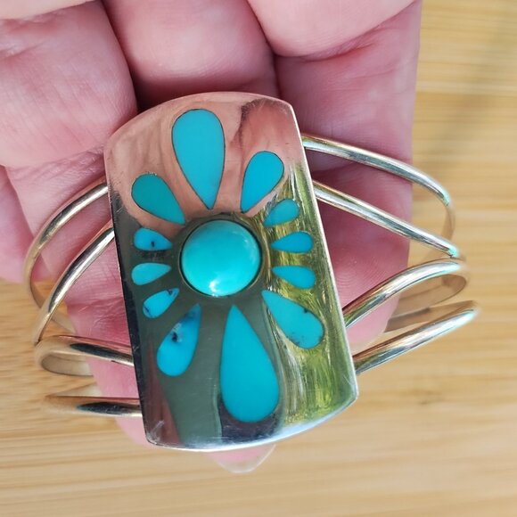 Jay King Jewelry - Jay King DTR mine finds large turquoise inlay cuff bracelet 925 Sterling Silver